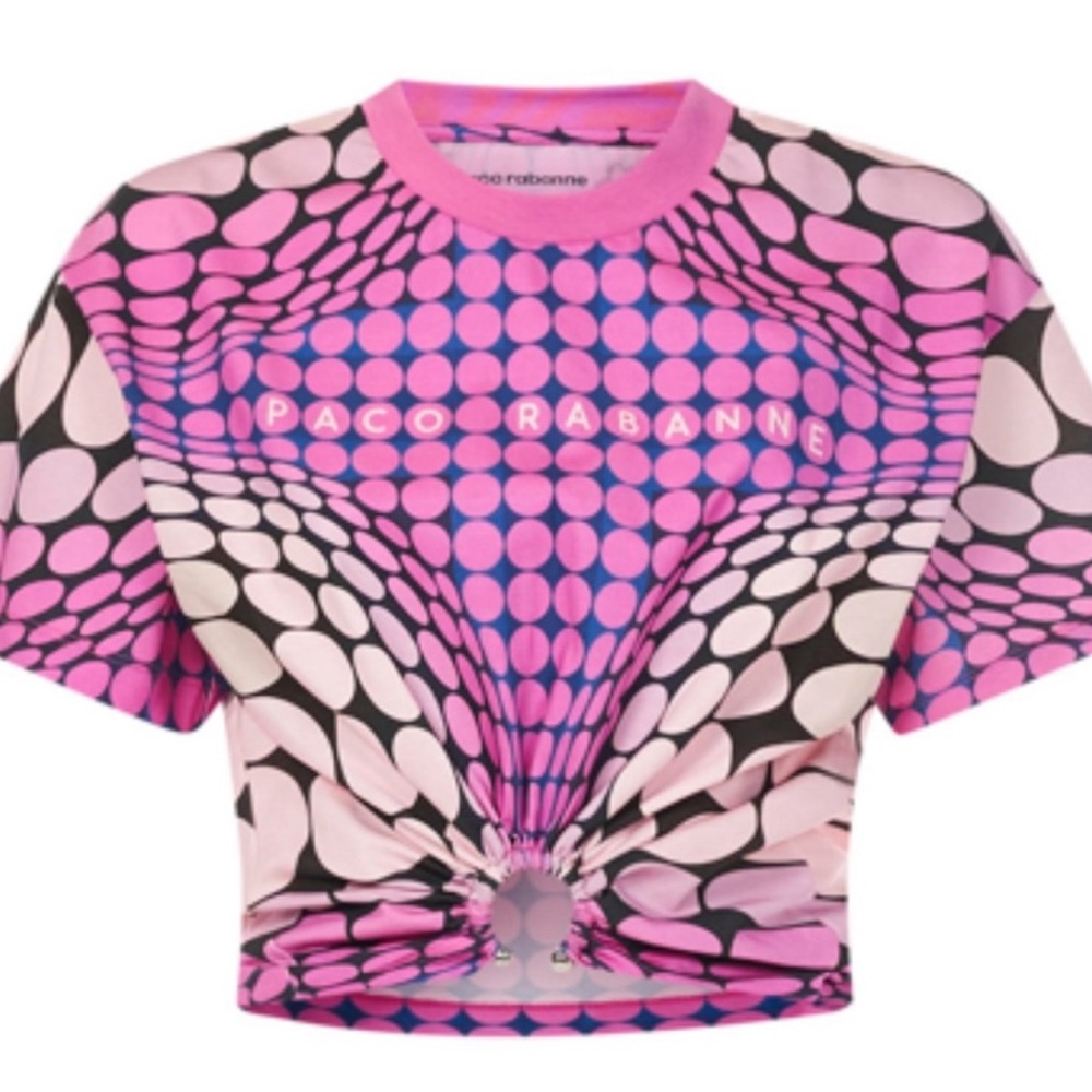 Paco Rabanne Pink and Black Crop Top
